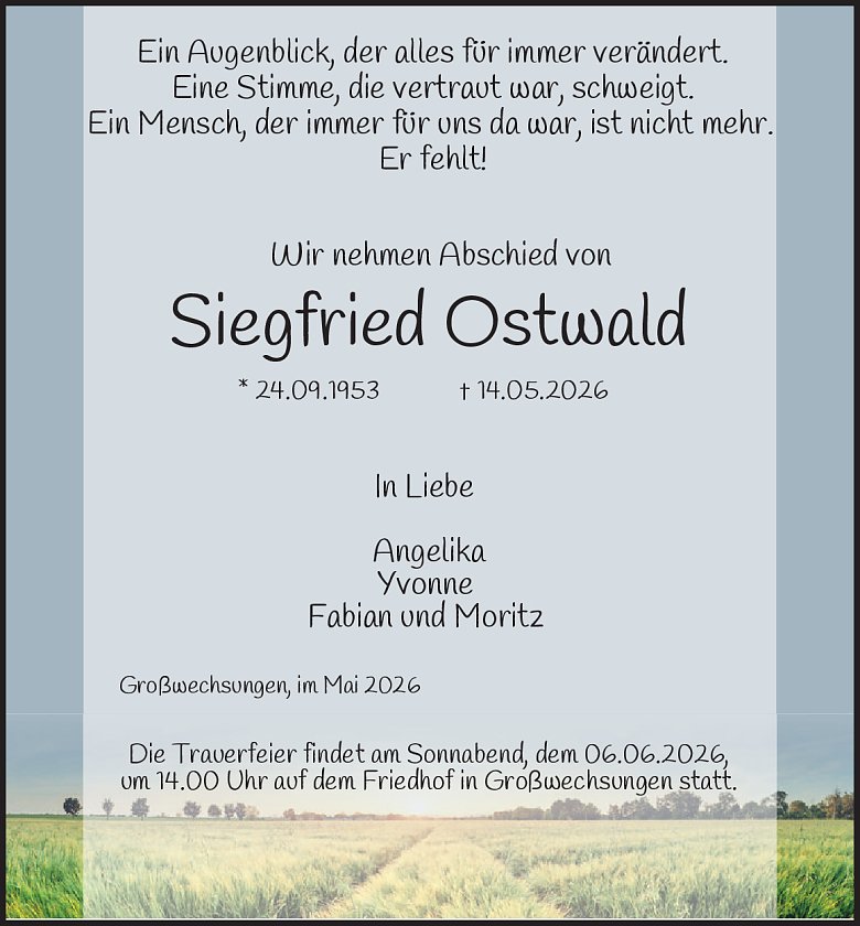 Traueranzeige (Foto: Best. Westerhausen)