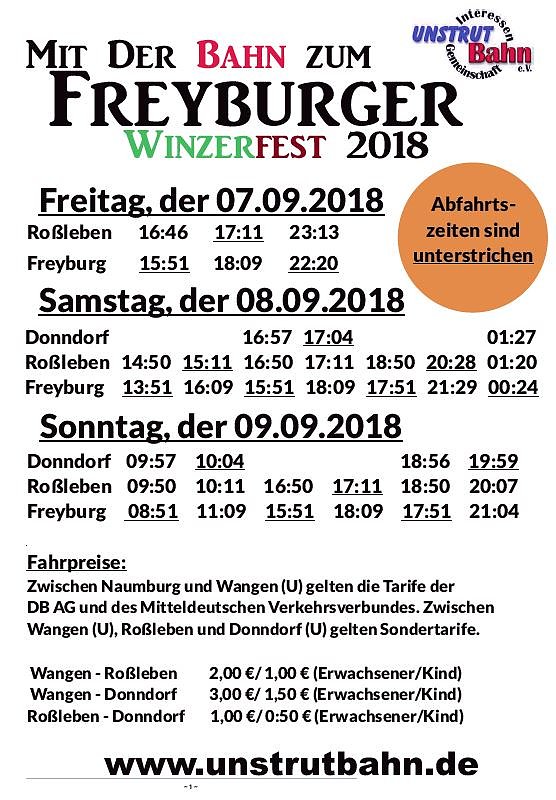Mit der Unstrutbahn zum Winzerfest 2018